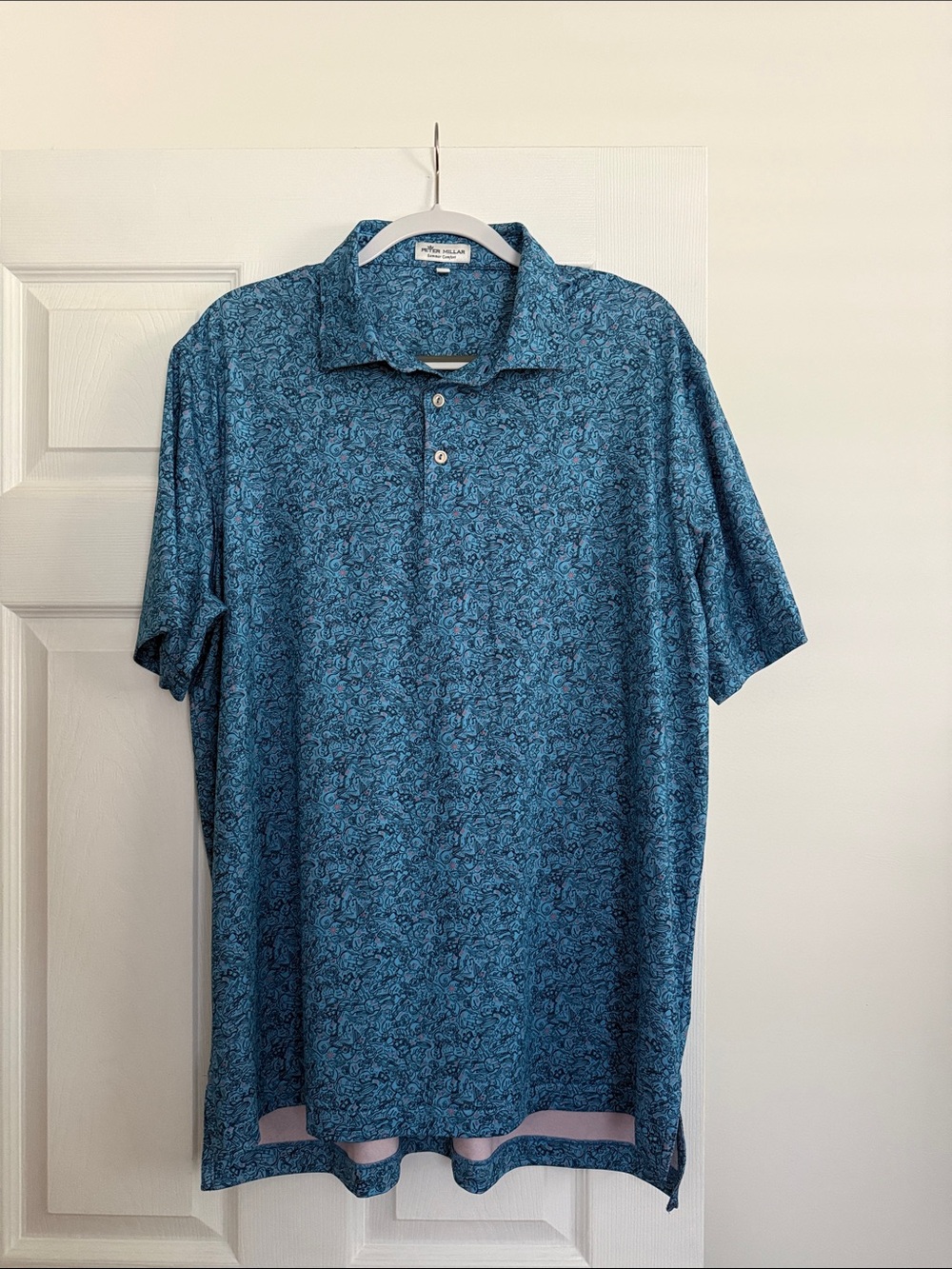 Peter Millar Teal Blue Paisley Golf Polo